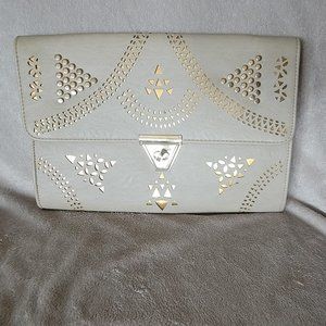 MMS light beige, gold detail medium clutch